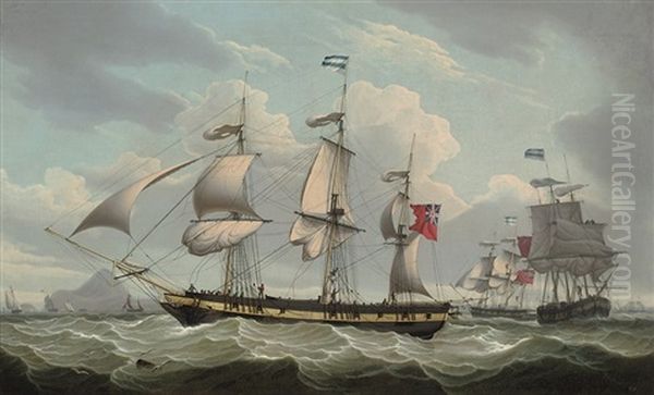 Ships Of The Gladstone & Company Fleet, Possibly Off Hong Kong Oil Painting by Robert Salmon