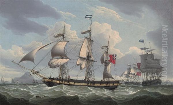 Ships Of The John Gladstone & Company Fleet (off Hong Kong?) Oil Painting by Robert Salmon