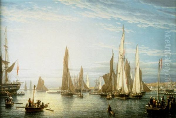 A Regatta Off New Brighton In The River Mersey Oil Painting by Robert Salmon