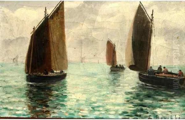 Barque Sous Voile Oil Painting by Etienne Bouille