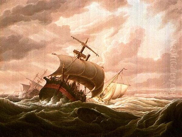 Rough Seas Oil Painting by Robert Salmon