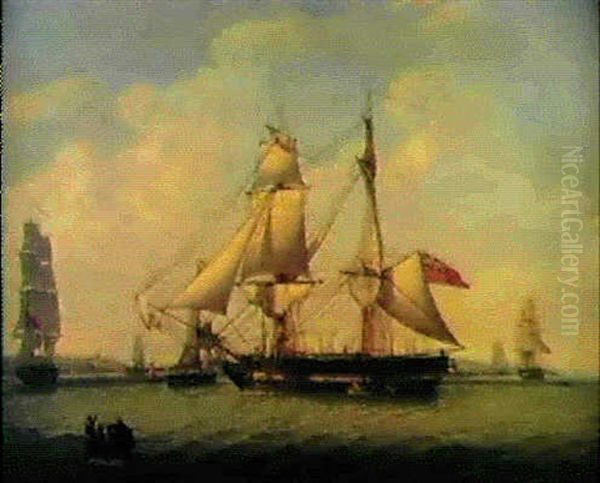 Royal Navy Brig At Liverpool Oil Painting by Robert Salmon