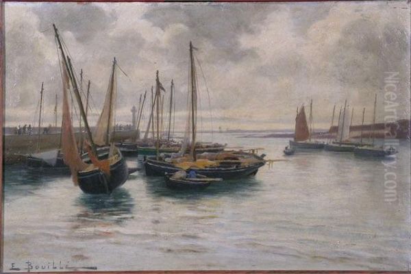 Le Petit Port Breton Oil Painting by Etienne Bouille