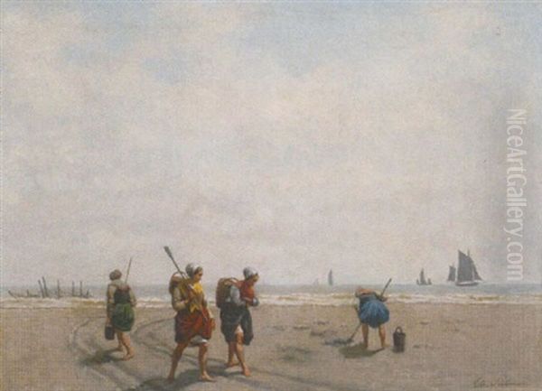 Fischerfrauen Am Strand Oil Painting by Theodore Frederic de Salmon