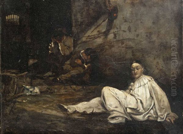 Pierrot Dans Une Geole Oil Painting by Hugo Salmson