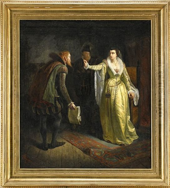 Katarina Jagellonica Uppvisar Sin Vigselring For Joran Persson Oil Painting by Hugo Salmson