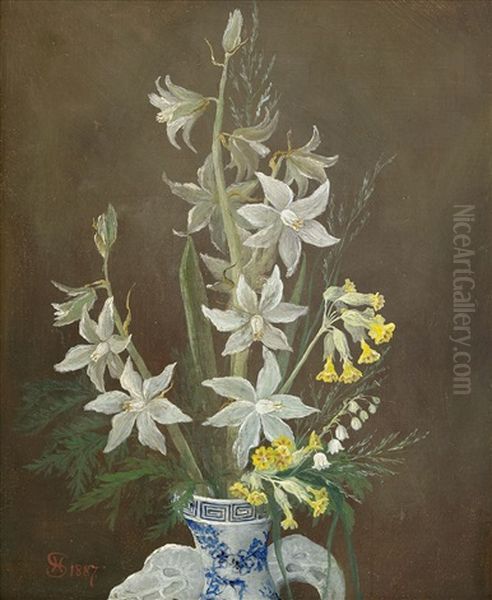 Varblommor I Vas Oil Painting by Hugo Salmson