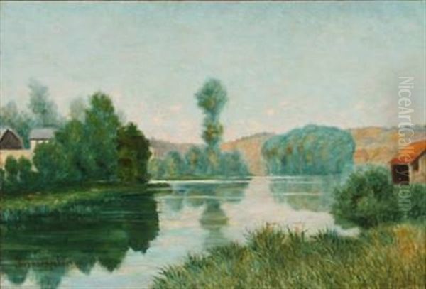 Summer Day At A River, France Oil Painting by Hugo Salmson