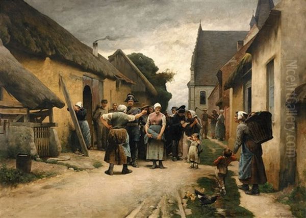 Arresteringen I Picardie Oil Painting by Hugo Salmson