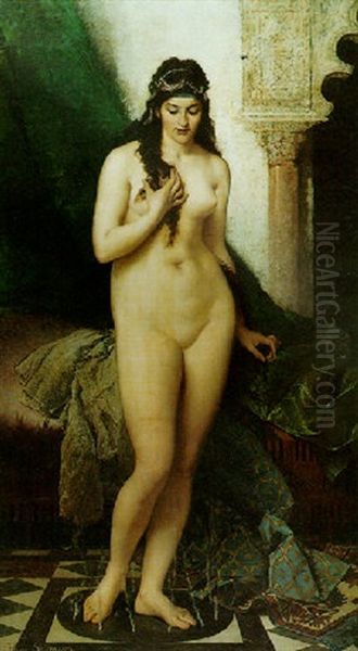 Oriental Nude Oil Painting by Hugo Salmson