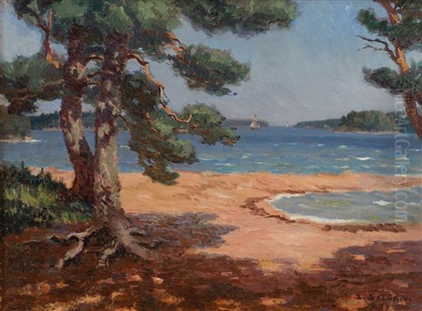 Summer Day By The Shore Oil Painting by Santeri Salokivi