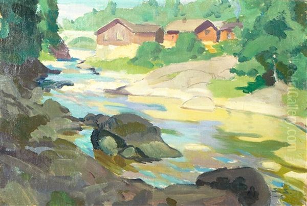 Stream Oil Painting by Santeri Salokivi