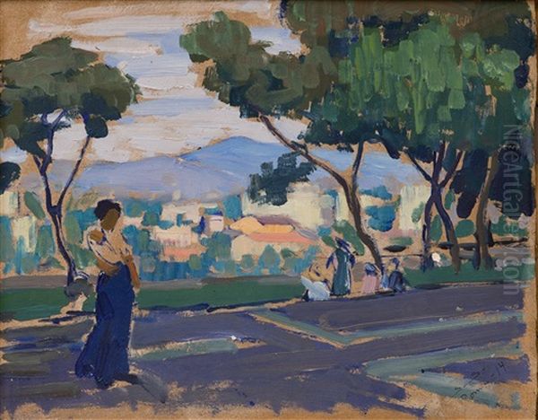 Park View From Rome Oil Painting by Santeri Salokivi