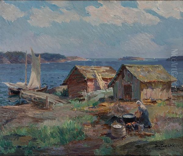 Motif From The Archipelago Oil Painting by Santeri Salokivi