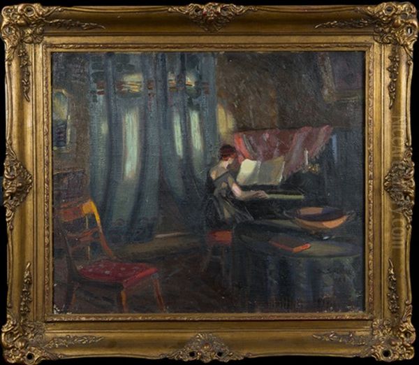 By The Piano Oil Painting by Santeri Salokivi