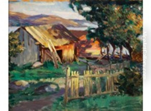 Store Houses Oil Painting by Santeri Salokivi