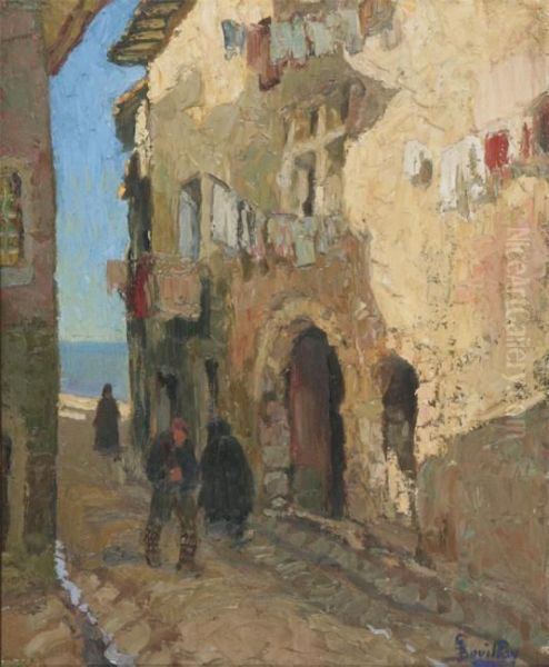 Mediterranean Village View Oil Painting by Georges Bouillon