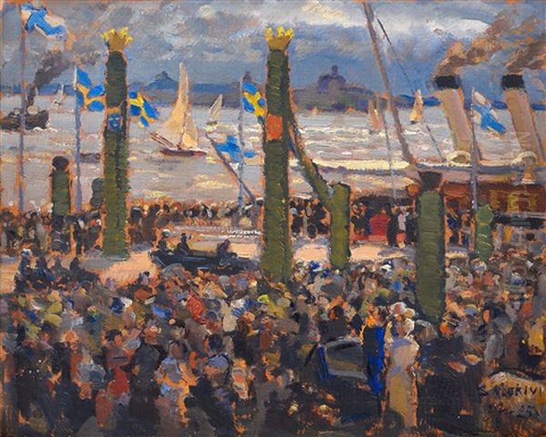 Gustav V Visiting Finland Oil Painting by Santeri Salokivi