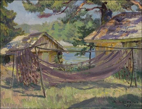 Verkot Kuivataan Oil Painting by Santeri Salokivi