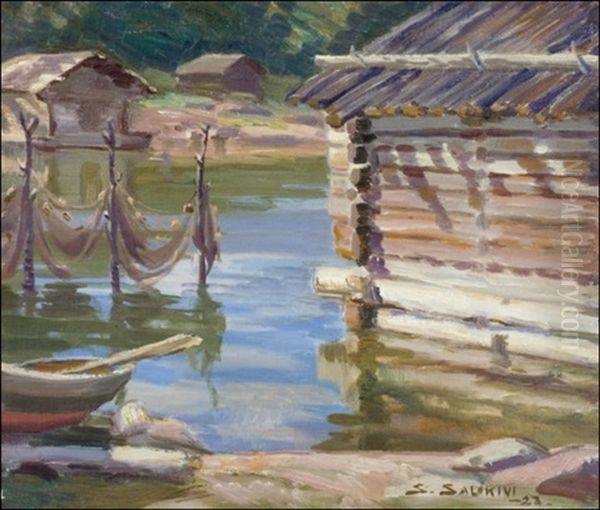 Kalastajan Ranta-aitta Oil Painting by Santeri Salokivi