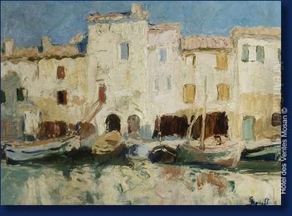 Vue De Martigues Oil Painting by Georges Bouillon