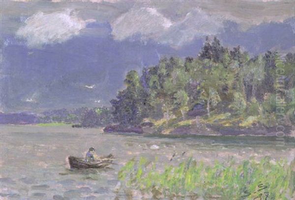 Kalastaja Oil Painting by Santeri Salokivi