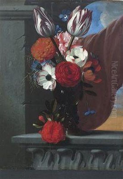 Still Life With Flowers Oil Painting by Michel Bouillon