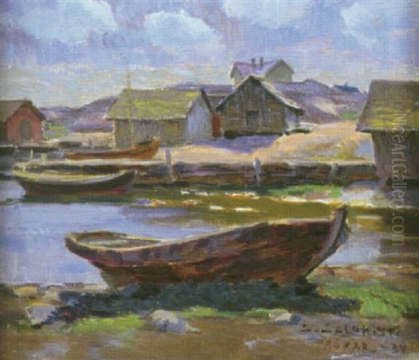 Bat Pa Stranden Oil Painting by Santeri Salokivi