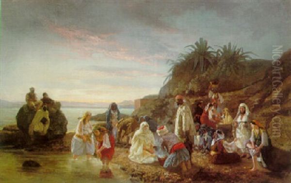 A Rest By The Shore Oil Painting by Geskel (Saloma) Saloman