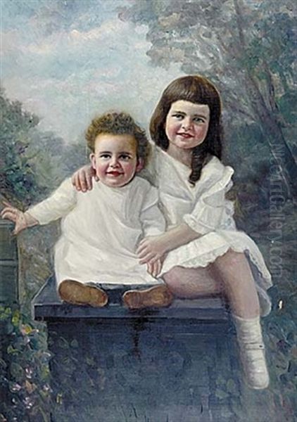 Portrait Of Young Children Oil Painting by Solomon Salomon