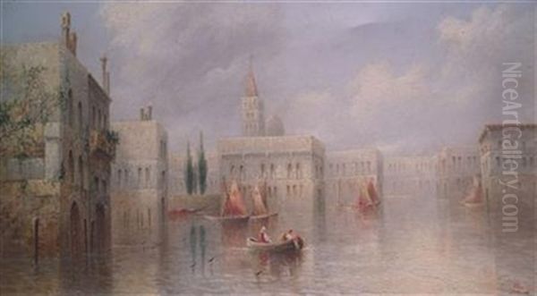 A Venetian Backwater (+ Venetian Capriccio; 2 Works) Oil Painting by James Salt