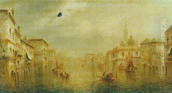 Venetian Lagoon At Dusk Oil Painting by James Salt