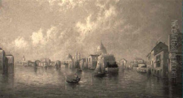 Gondolas And Fishing Smacks On The Venetian Lagoon Oil Painting by James Salt