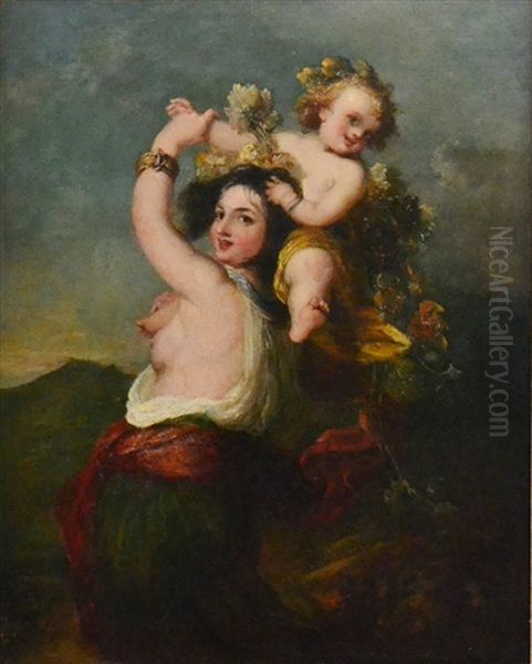 Bacchus And Ino Before A Landscape Oil Painting by William Salter