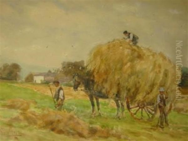 Saving The Hay Oil Painting by Frank Saltfleet