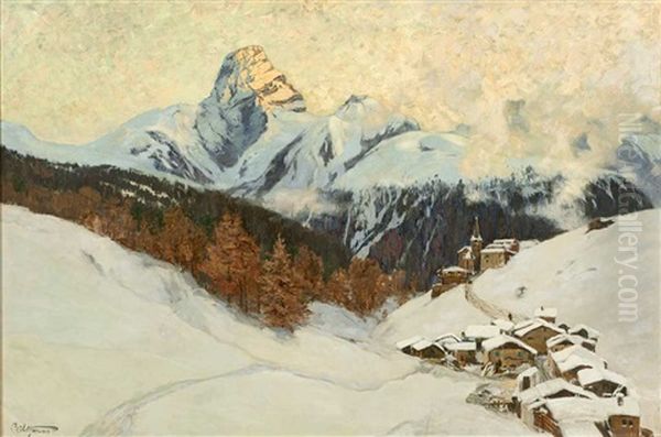 Wiesen Mit Dem Tinzenhorn Oil Painting by Carl Saltzmann