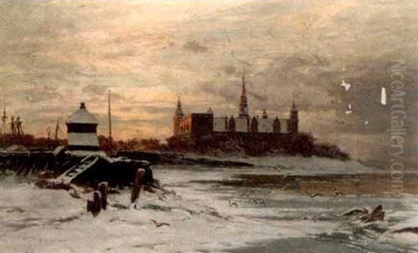 Schloss Kronenborg, Helsingor, Denmark Oil Painting by Carl Saltzmann