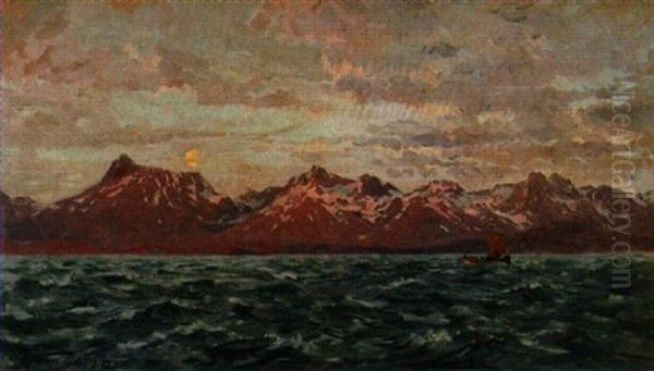 Im Mitternachtssonnenschein- Norwegen Oil Painting by Carl Saltzmann