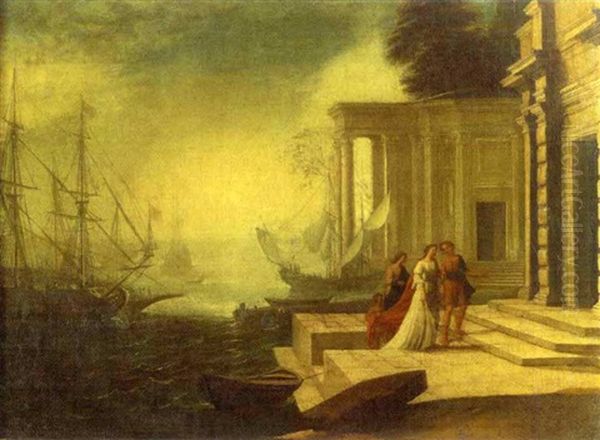 Scene De Port Mediterraneen Avec Antoine Et Cleopatre Oil Painting by Alessandro Salucci