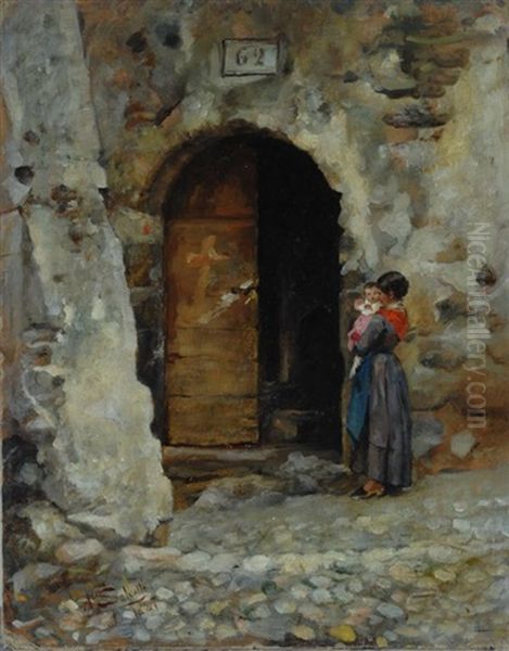 Madre E Figlio Oil Painting by Antonio Salvetti