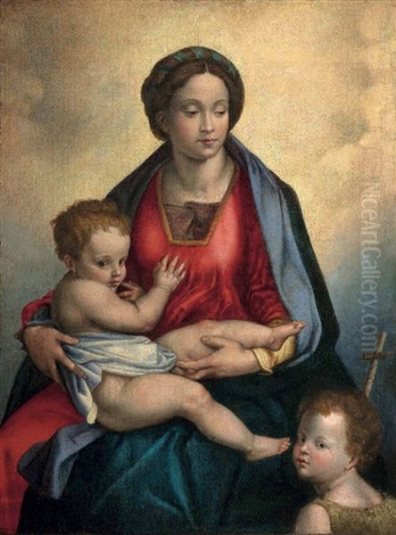 Madonna Con Bambino E San Giovannino Oil Painting by Giovanni Battista Salvi (Il Sassoferrato)