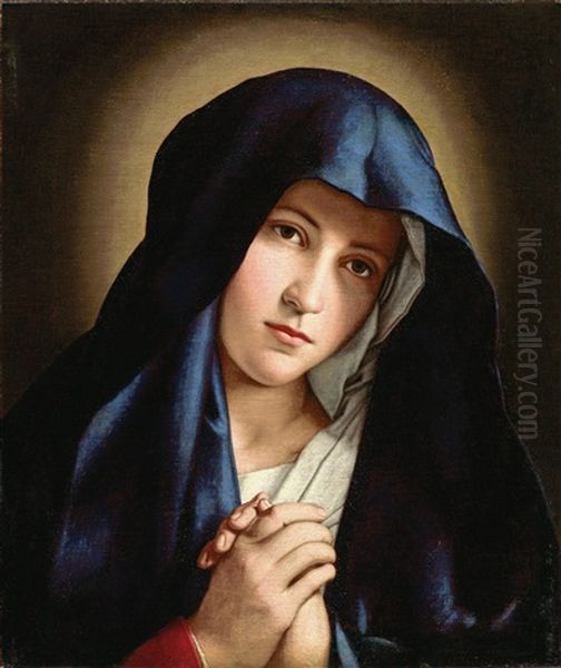 Madonna In Prayer (collaboration W/workshop) Oil Painting by Giovanni Battista Salvi (Il Sassoferrato)