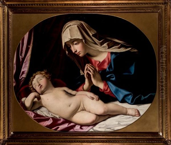 Madonna Con Nino Dormido Oil Painting by Giovanni Battista Salvi (Il Sassoferrato)