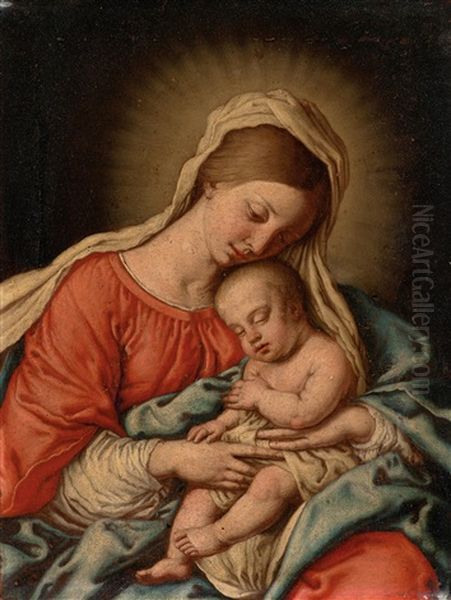 Madonna And Child (collaboration W/workshop) Oil Painting by Giovanni Battista Salvi (Il Sassoferrato)