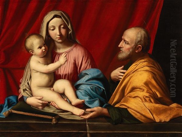 The Holy Family (collaboration W/workshop) Oil Painting by Giovanni Battista Salvi (Il Sassoferrato)