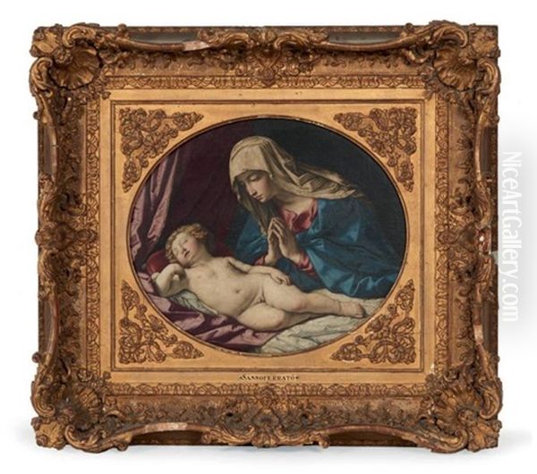 Vierge A L'enfant Endormi Oil Painting by Giovanni Battista Salvi (Il Sassoferrato)