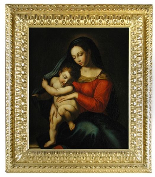 The Virgin And Child Copied By Miss Gooch Oil Painting by Giovanni Battista Salvi (Il Sassoferrato)