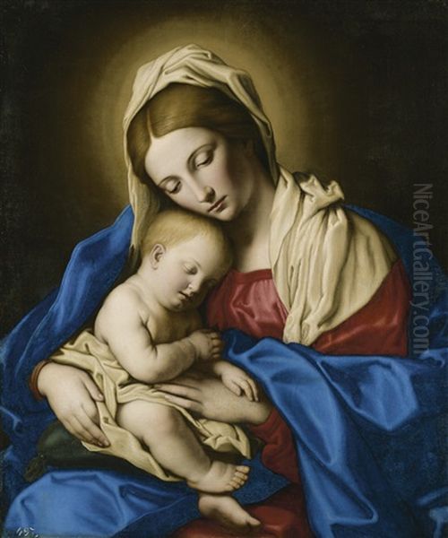 Madonna And Child Oil Painting by Giovanni Battista Salvi (Il Sassoferrato)