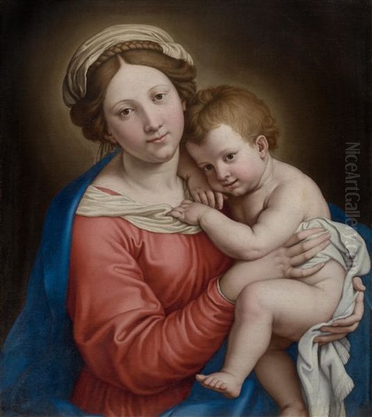 Madonna And Child (collab. W/workshop) Oil Painting by Giovanni Battista Salvi (Il Sassoferrato)