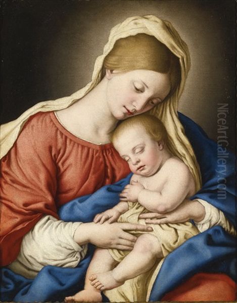 Madonna And Child Oil Painting by Giovanni Battista Salvi (Il Sassoferrato)